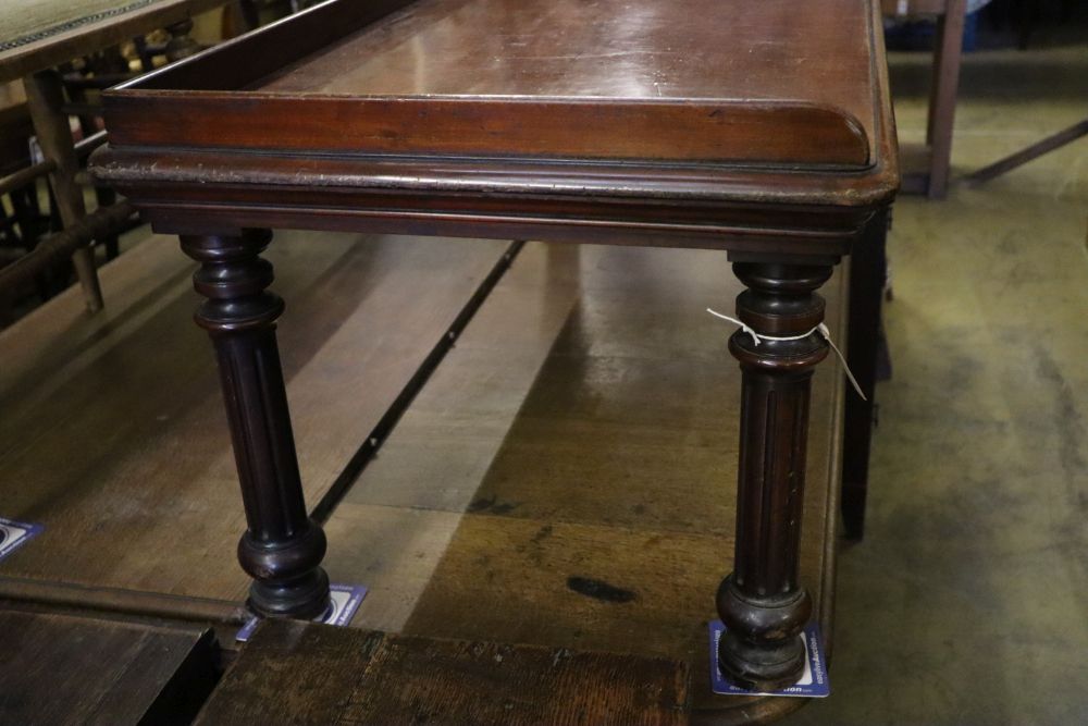 A Victorian mahogany coffee table (converted from a buffet), width 125cm depth 58cm height 50cm